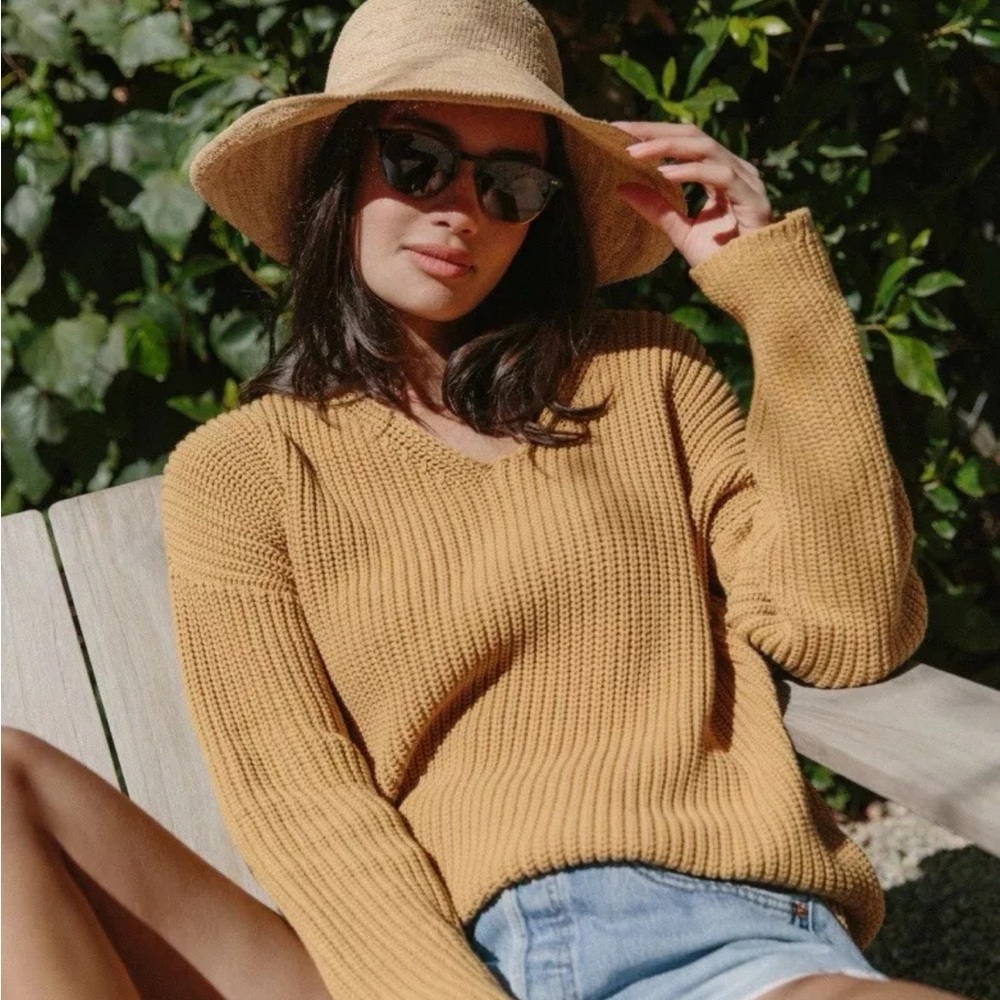 Jenni Kayne Yellow V-Neck Sweater
